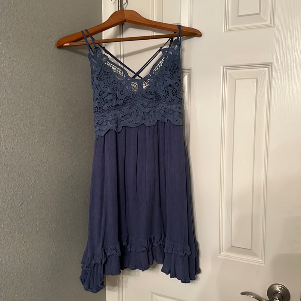 Listicle Lace Bralette Dress Blue size small